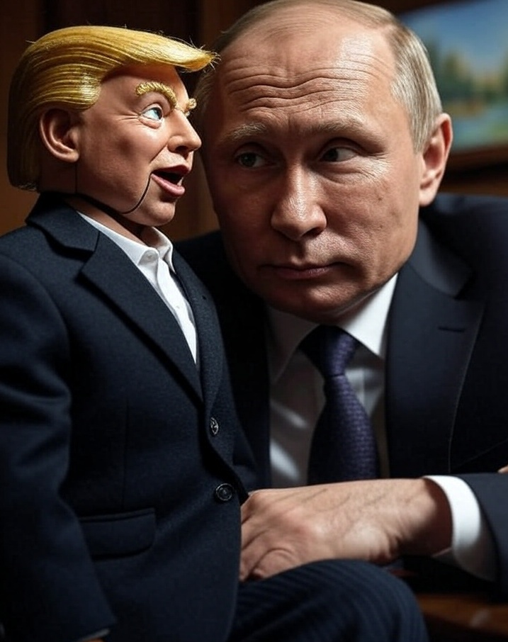 Vladimir Putin ventriliguist and dummy Donald Trump Blank Meme Template