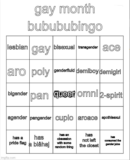 High Quality pride month bingo Blank Meme Template