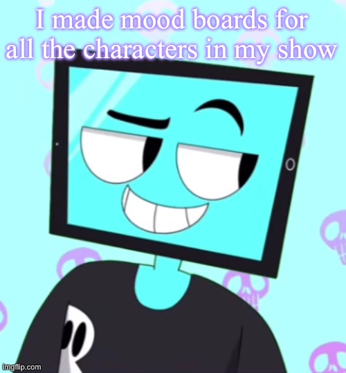 Not the mc’s parents though | I made mood boards for all the characters in my show | image tagged in icyxd smirking template | made w/ Imgflip meme maker