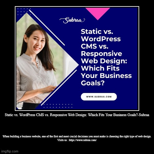 Static vs. WordPress CMS vs. Responsive Web Design: Which Fits Your Business Goals?-Subraa | When building a business website, one of the fi | image tagged in funny,demotivationals | made w/ Imgflip demotivational maker