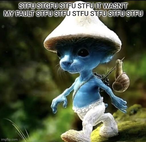 Blue Smurf cat | STFU STGFU STFU STFU IT WASN'T MY FAULT STFU STFU STFU STFU STFU STFU | image tagged in blue smurf cat | made w/ Imgflip meme maker