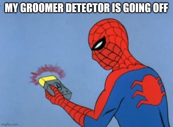 spiderman detector | MY GROOMER DETECTOR IS GOING OFF | image tagged in spiderman detector | made w/ Imgflip meme maker