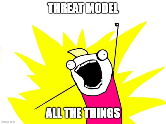 Do all the things | THREAT MODEL; ALL THE THINGS | image tagged in do all the things | made w/ Imgflip meme maker