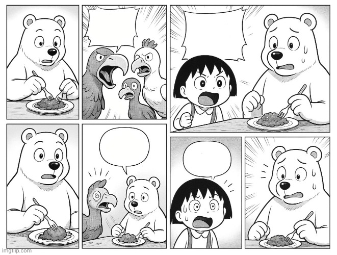 Missnderstood or Not? Bernard Bear vs Maruko + Birds! | image tagged in memes,chicken,food | made w/ Imgflip meme maker