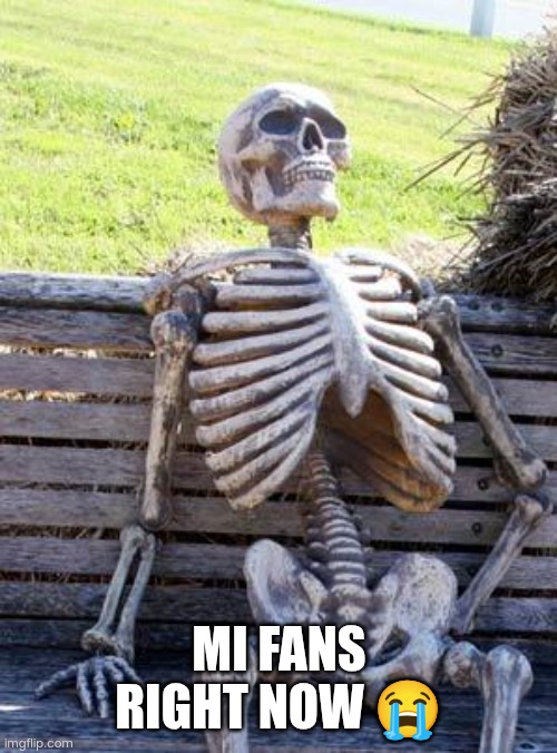Waiting Skeleton | MI FANS RIGHT NOW 😭 | image tagged in memes,waiting skeleton | made w/ Imgflip meme maker