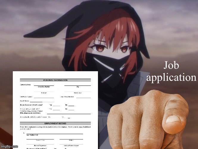 Job application | image tagged in job application | made w/ Imgflip meme maker