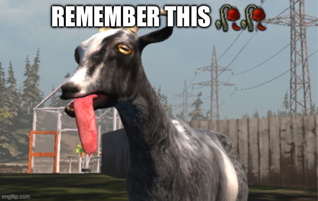 Goat Simulator | REMEMBER THIS 🥀🥀🥀 | image tagged in goat simulator | made w/ Imgflip meme maker