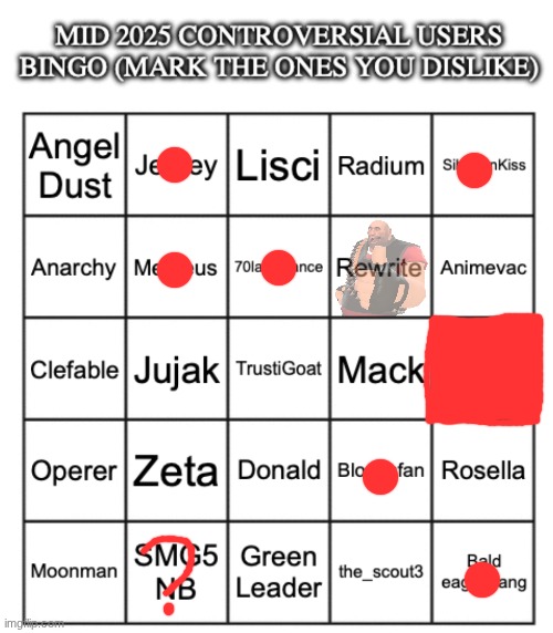 I'm chill enough with rewrite | image tagged in mid 2025 controversial users bingo | made w/ Imgflip meme maker