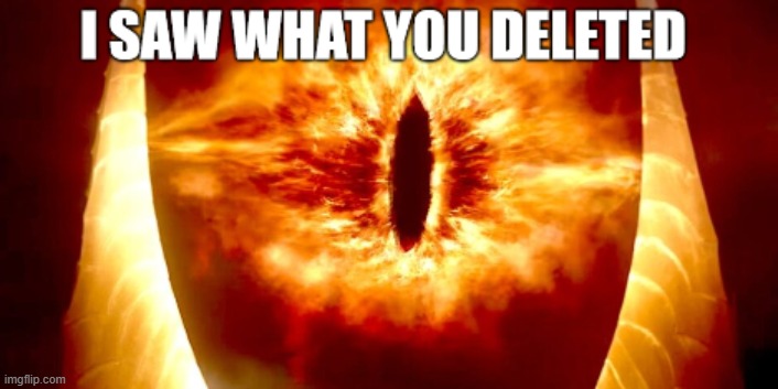 i saw what you deleted sauron | image tagged in i saw what you deleted sauron | made w/ Imgflip meme maker