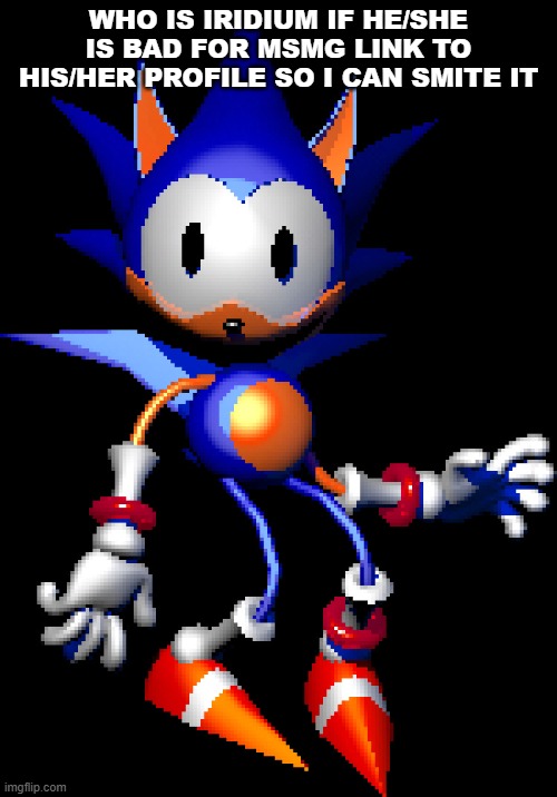 Rewrite Sonic | WHO IS IRIDIUM IF HE/SHE IS BAD FOR MSMG LINK TO HIS/HER PROFILE SO I CAN SMITE IT | image tagged in rewrite sonic | made w/ Imgflip meme maker