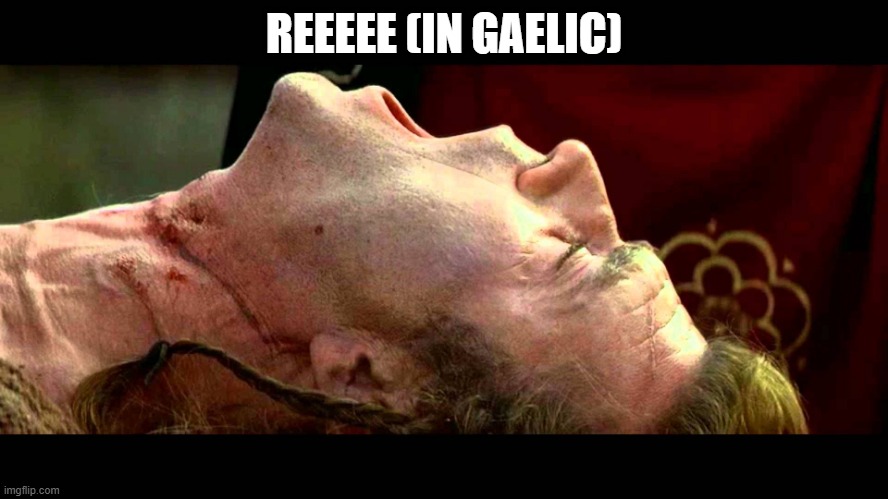 Braveheart freedom | REEEEE (IN GAELIC) | image tagged in braveheart freedom | made w/ Imgflip meme maker