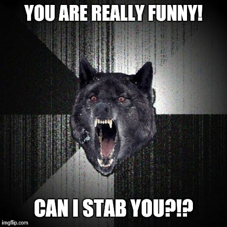 Insanity Wolf Meme | YOU ARE REALLY FUNNY! CAN I STAB YOU?!? | image tagged in memes,insanity wolf | made w/ Imgflip meme maker