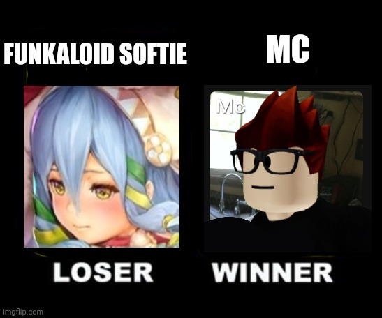 winner loser | FUNKALOID SOFTIE MC | image tagged in winner loser | made w/ Imgflip meme maker