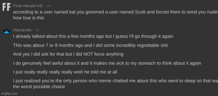 radium acknowledges the allegations (I have no clue what the last message means) | made w/ Imgflip meme maker