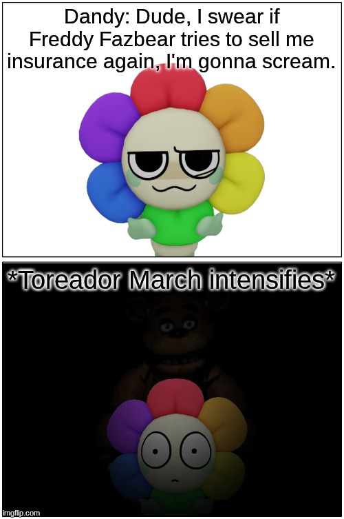 Dandy and the Fazbear.mp3 | image tagged in comic,dandy,dandy's world,dandicus dancifer | made w/ Imgflip meme maker