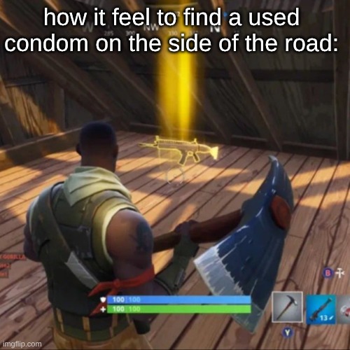 Golden scar | how it feel to find a used condom on the side of the road: | image tagged in golden scar | made w/ Imgflip meme maker