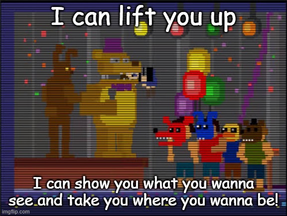 Relax, it's DARK HUMOUR! | I can lift you up; I can show you what you wanna see and take you where you wanna be! | image tagged in bite of 83 | made w/ Imgflip meme maker