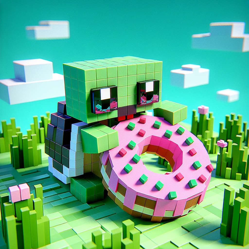 Minecraft turtle eating a donut Blank Meme Template