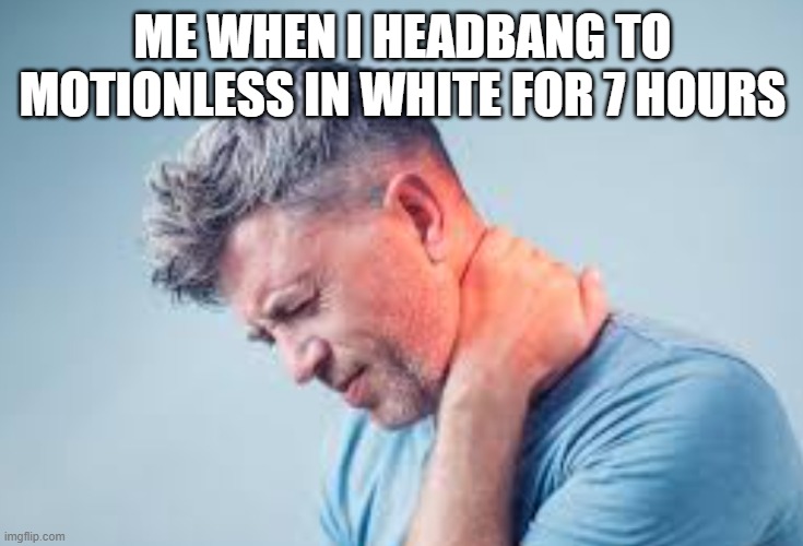 ME WHEN I HEADBANG TO MOTIONLESS IN WHITE FOR 7 HOURS | image tagged in neck | made w/ Imgflip meme maker