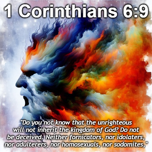No sexual degradation is acceptable in God's eyes. If you ask for forgiveness, God will forgive. | 1 Corinthians 6:9; "Do you not know that the unrighteous will not inherit the kingdom of God? Do not be deceived. Neither fornicators, nor idolaters, nor adulterers, nor homosexuals, nor sodomites," | image tagged in christiansonly,god's wrath,evil,vile | made w/ Imgflip meme maker