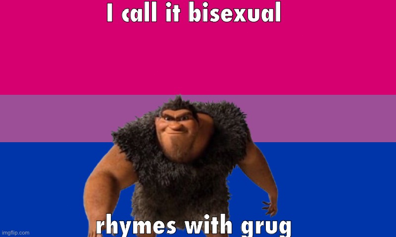 rhymes with grug (i am too bored) | I call it bisexual; rhymes with grug | made w/ Imgflip meme maker