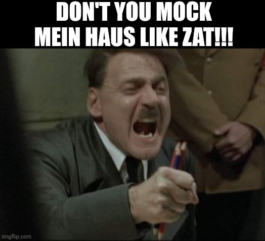 Hitler Downfall | DON'T YOU MOCK MEIN HAUS LIKE ZAT!!! | image tagged in hitler downfall | made w/ Imgflip meme maker