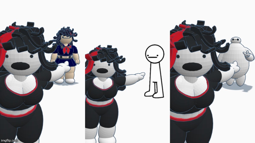 image tagged in claire and ryuko,claire and asdfmovie guy,claire and baymax | made w/ Imgflip meme maker