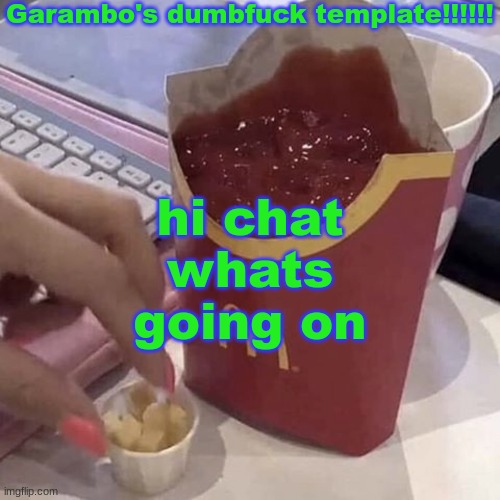 Garambo's dumbfuck template!!!!!! | hi chat whats going on | image tagged in garambo's dumbfuck template | made w/ Imgflip meme maker