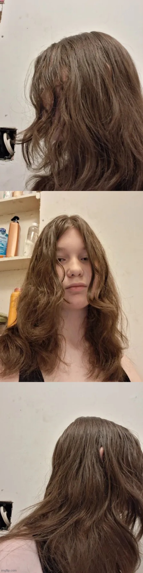 curls are gone. it looks messy but I promise its fully brushed out- | made w/ Imgflip meme maker
