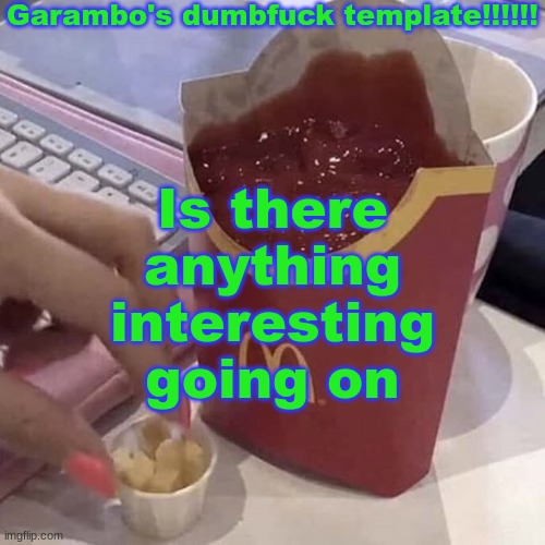 Garambo's dumbfuck template!!!!!! | Is there anything interesting going on | image tagged in garambo's dumbfuck template | made w/ Imgflip meme maker