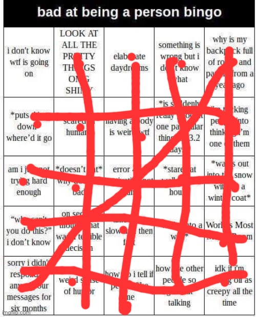 bad at being a person bingo | image tagged in bad at being a person bingo | made w/ Imgflip meme maker