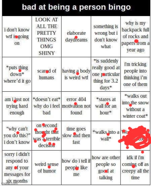 when I don't eat I know exactly why I feel bad | image tagged in bad at being a person bingo | made w/ Imgflip meme maker