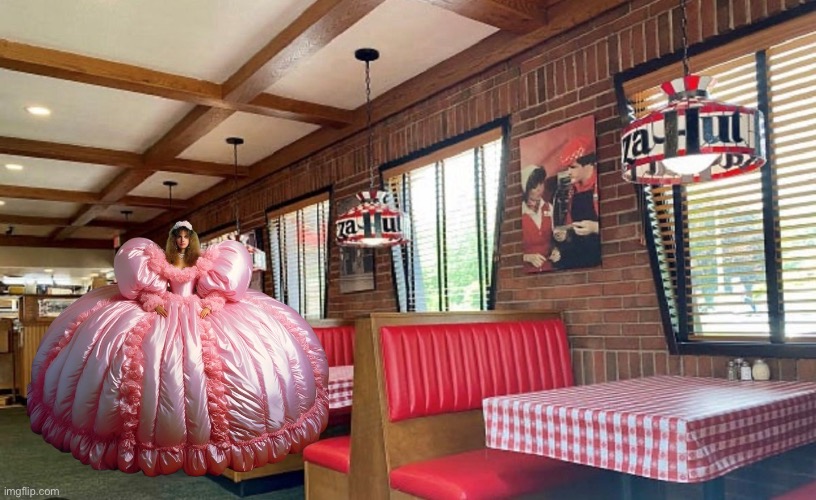 Prom at Pizza Hut All by Herself | image tagged in girl,prom,pretty girl,princess,beautiful girl,pizza hut | made w/ Imgflip meme maker