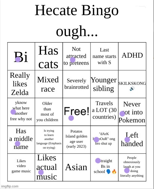 Hecate Bingo | image tagged in hecate bingo | made w/ Imgflip meme maker