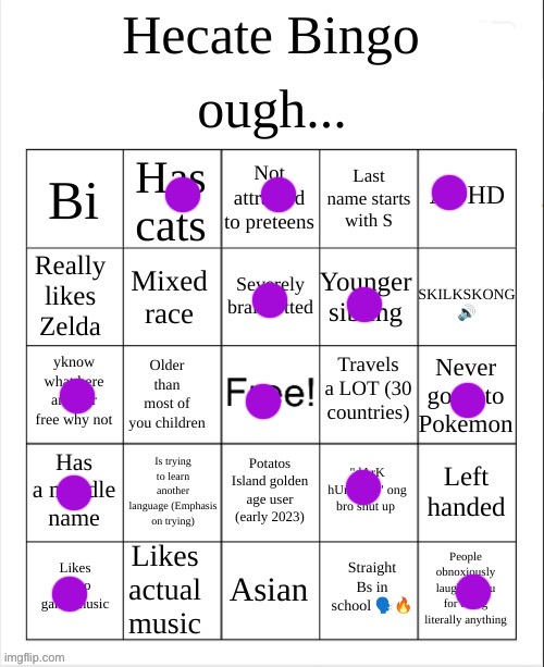 Hecate Bingo | image tagged in hecate bingo | made w/ Imgflip meme maker