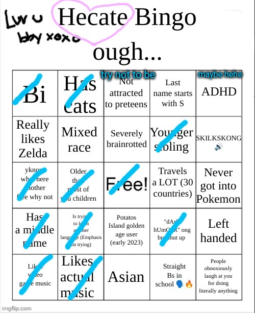bibng | maybe hehe; try not to be | image tagged in hecate bingo | made w/ Imgflip meme maker