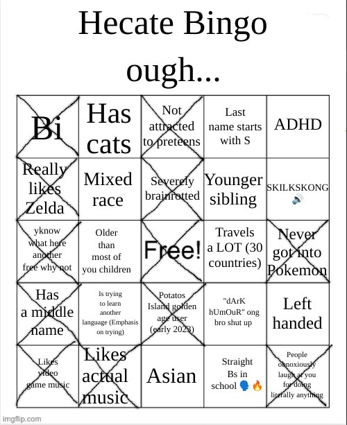 Hecate Bingo | image tagged in hecate bingo | made w/ Imgflip meme maker