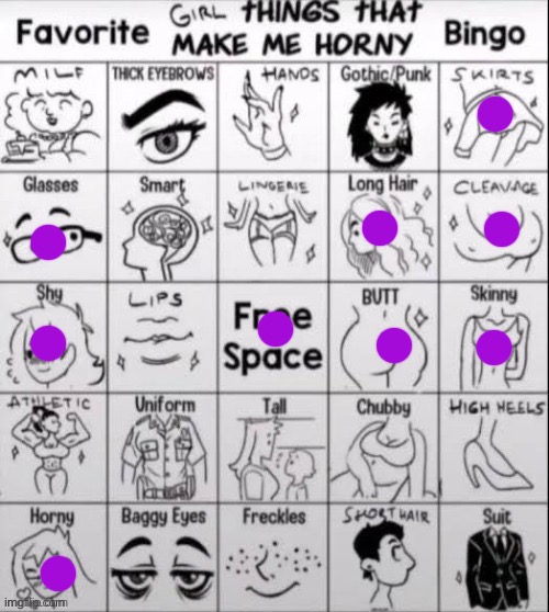 I hate myself | image tagged in girl things that make me horny bingo | made w/ Imgflip meme maker