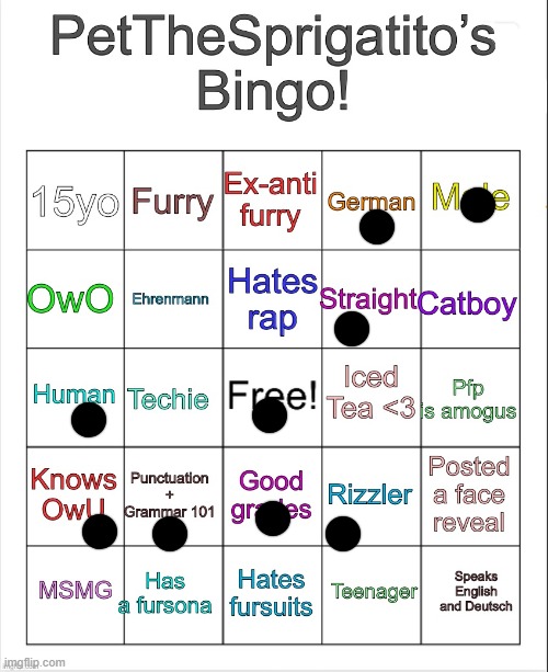 , | image tagged in petthesprigatito s bingo | made w/ Imgflip meme maker