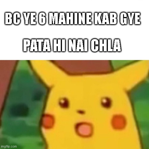 Surprised Pikachu | BC YE 6 MAHINE KAB GYE; PATA HI NAI CHLA | image tagged in memes,surprised pikachu | made w/ Imgflip meme maker
