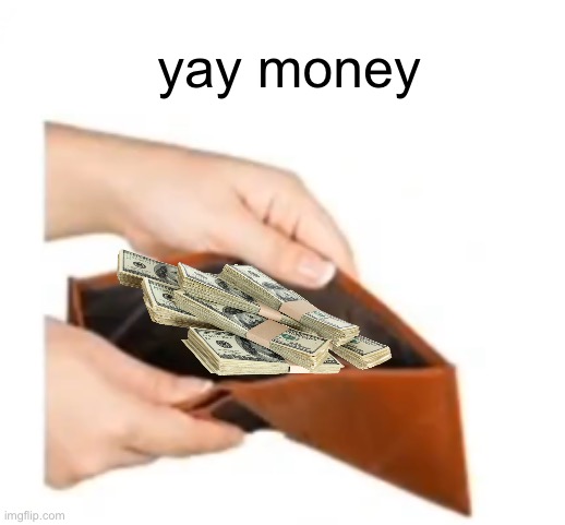 good ending | yay money | image tagged in wtf who are you | made w/ Imgflip meme maker