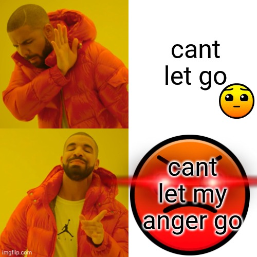 Drake Hotline Bling | cant let go; cant let my anger go | image tagged in memes,drake hotline bling | made w/ Imgflip meme maker