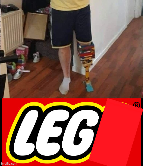 Playing with their Leg | image tagged in lego logo | made w/ Imgflip meme maker