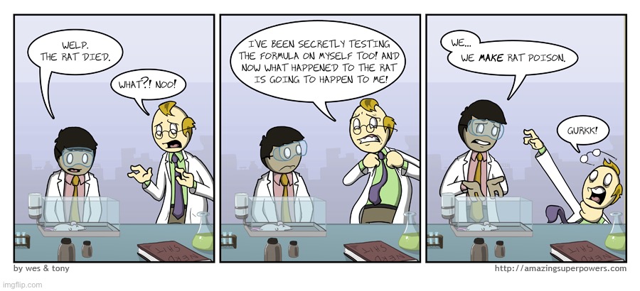 image tagged in comics,scientists,rat,poison | made w/ Imgflip meme maker
