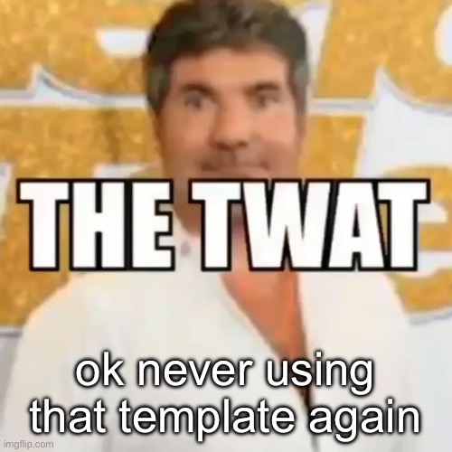 the twat | ok never using that template again | image tagged in the twat | made w/ Imgflip meme maker