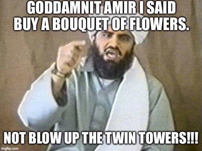 Amir you dumbass | image tagged in 9/11 | made w/ Imgflip meme maker