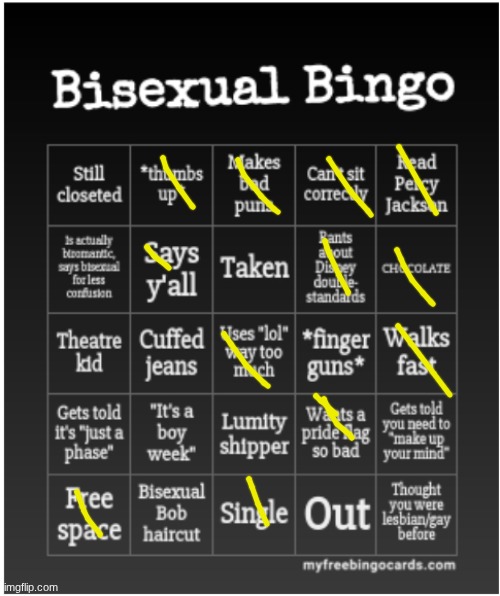 not bisexual; was nominated to do it | image tagged in bisexual bingo | made w/ Imgflip meme maker
