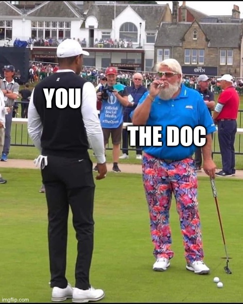 John Daly and Tiger Woods | YOU; THE DOC | image tagged in john daly and tiger woods | made w/ Imgflip meme maker