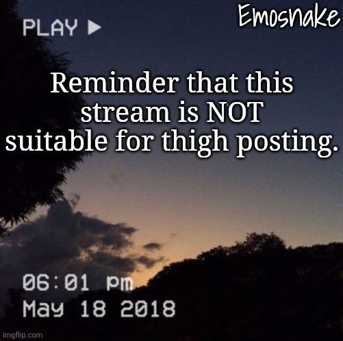Emosnake's dreamy temp | Reminder that this stream is NOT suitable for thigh posting. | image tagged in emosnake's dreamy temp | made w/ Imgflip meme maker