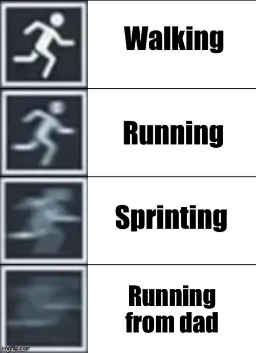 Running from dad | image tagged in very fast | made w/ Imgflip meme maker